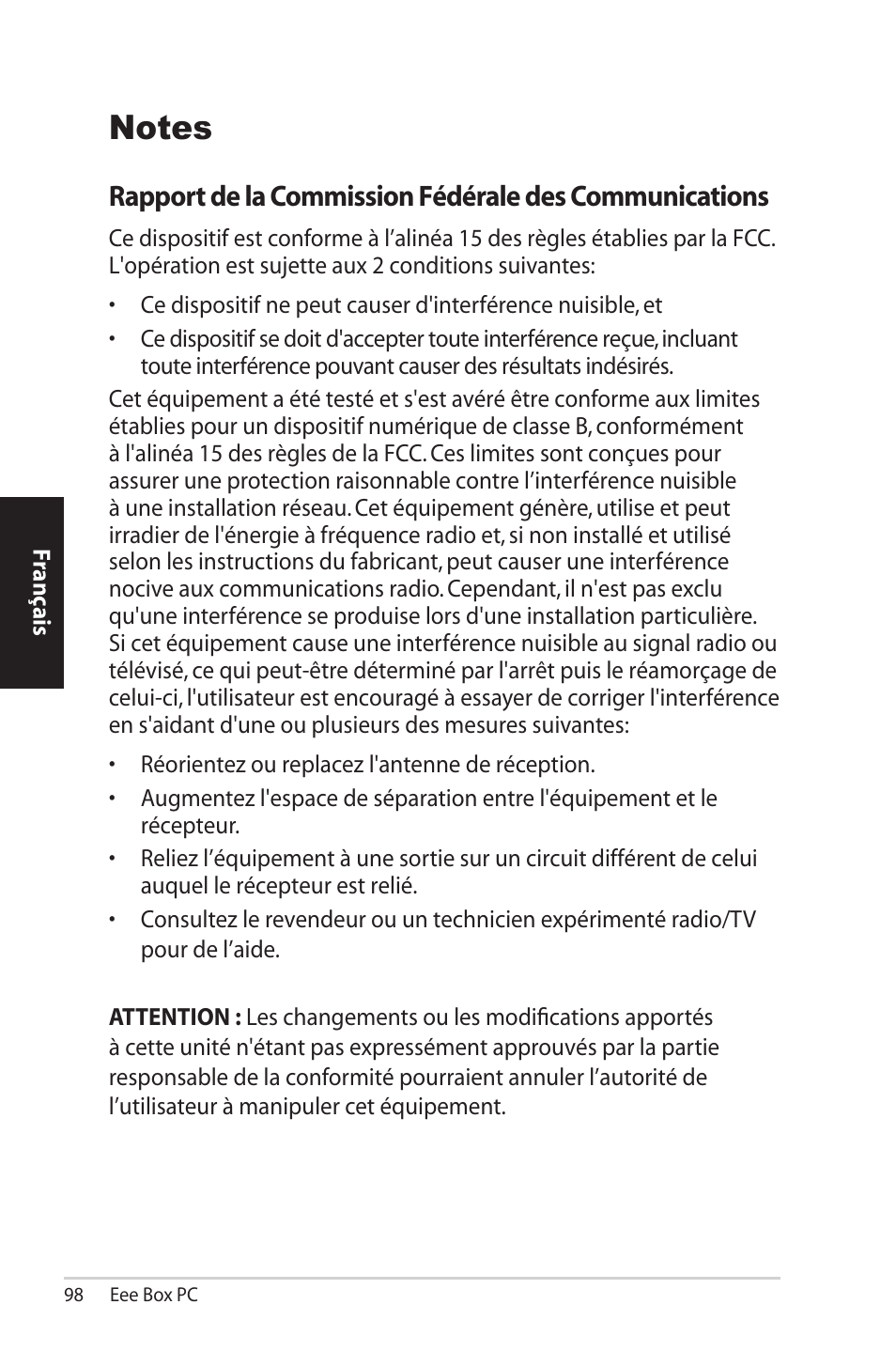 Notes | Asus EB1012U User Manual | Page 98 / 325