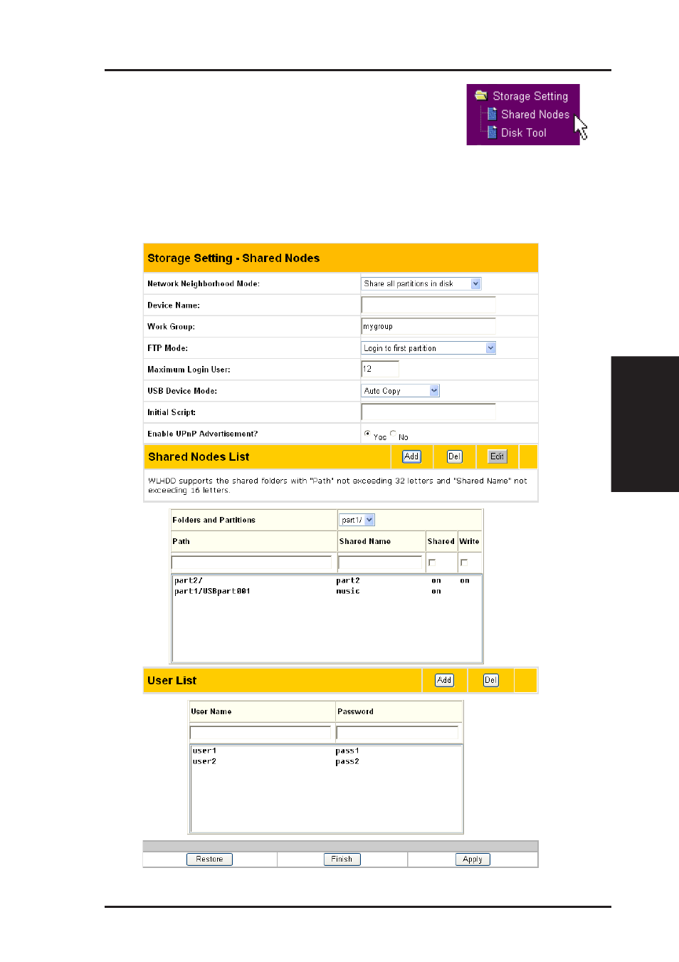 Chapter 3 - software configuration | Asus WL-HDD2.5 User Manual | Page 43 / 58