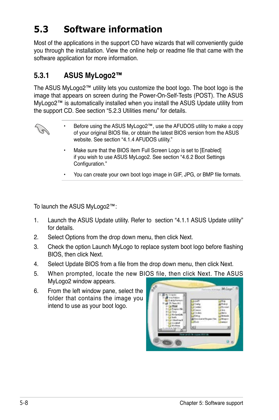 3 software information, 1 asus mylogo2 | Asus P5B Deluxe/WiFi-AP User Manual | Page 118 / 164