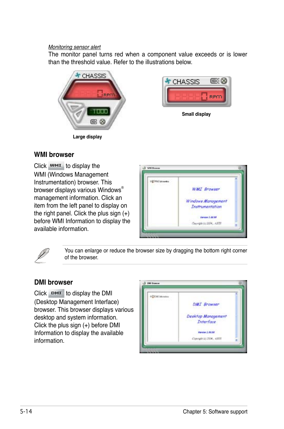 Wmi browser, Dmi browser | Asus P5B Deluxe/WiFi-AP User Manual | Page 124 / 164