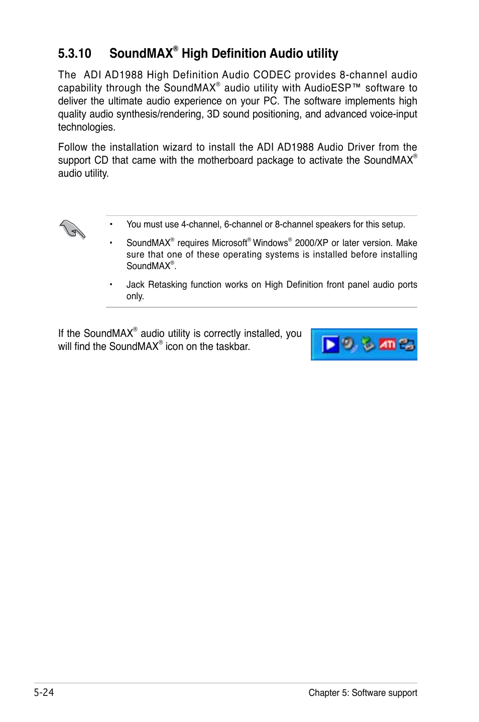 10 soundmax, High definition audio utility | Asus P5B Deluxe/WiFi-AP User Manual | Page 134 / 164