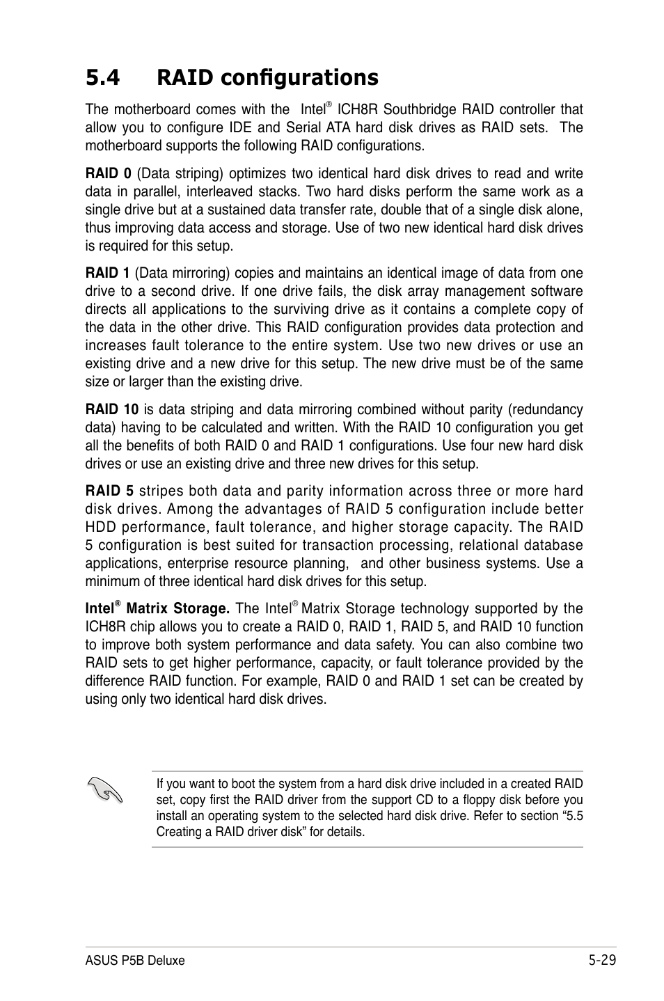 4 raid configurations | Asus P5B Deluxe/WiFi-AP User Manual | Page 139 / 164