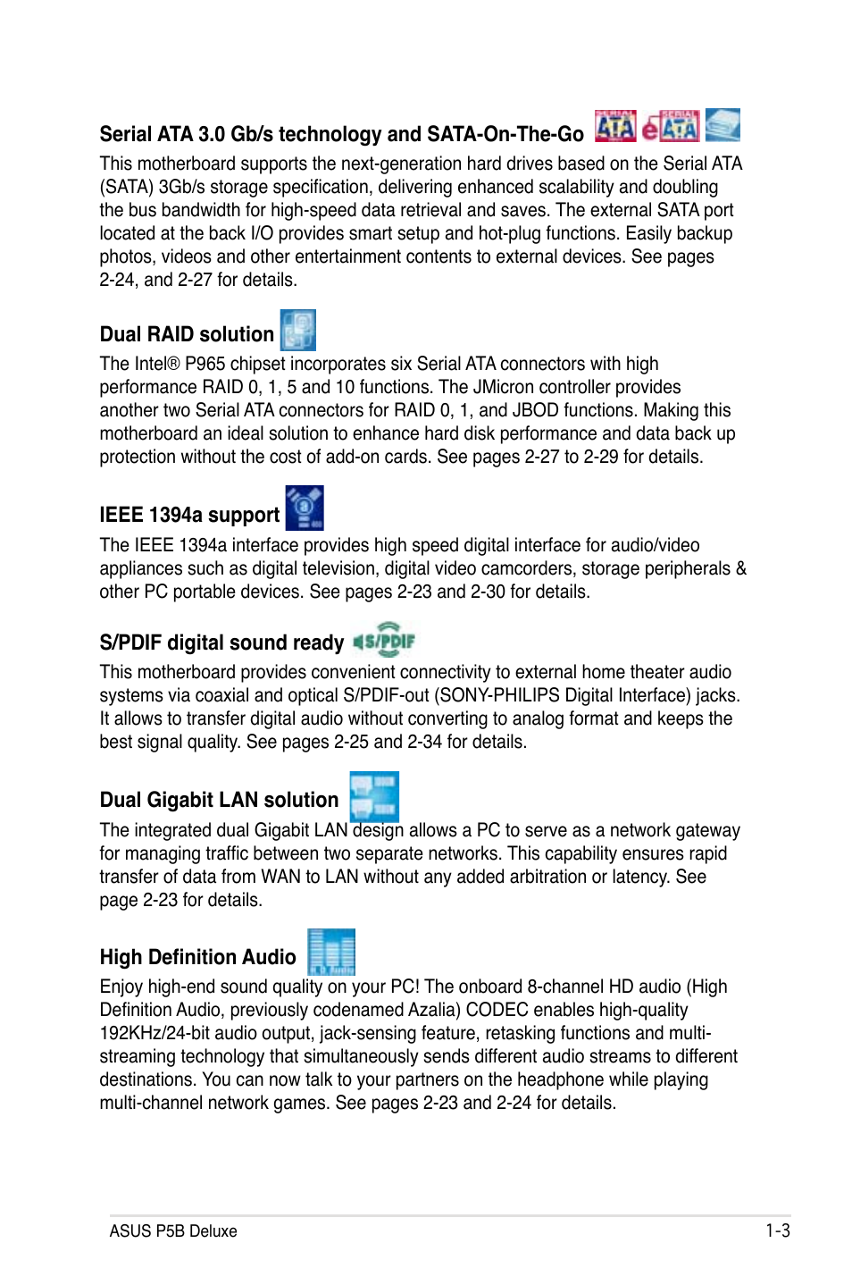 Asus P5B Deluxe/WiFi-AP User Manual | Page 19 / 164