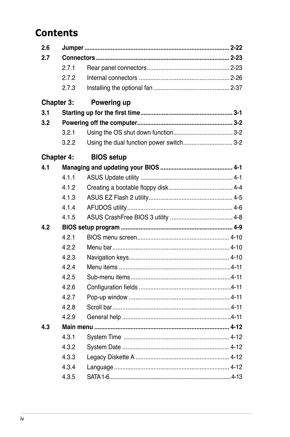 Asus P5B Deluxe/WiFi-AP User Manual | Page 4 / 164