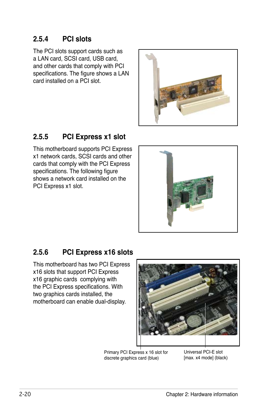 4 pci slots, 5 pci express x1 slot, 6 pci express x16 slots | Asus P5B Deluxe/WiFi-AP User Manual | Page 46 / 164