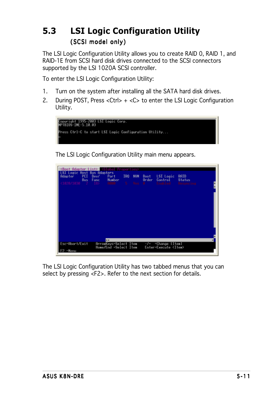 3 lsi logic configuration utility | Asus K8N-DRE User Manual | Page 109 / 142