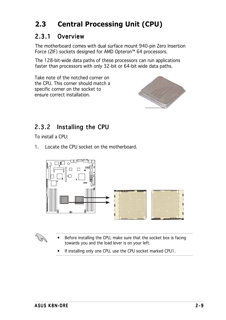 3 central processing unit (cpu), 1 overview overview overview overview overview | Asus K8N-DRE User Manual | Page 29 / 142
