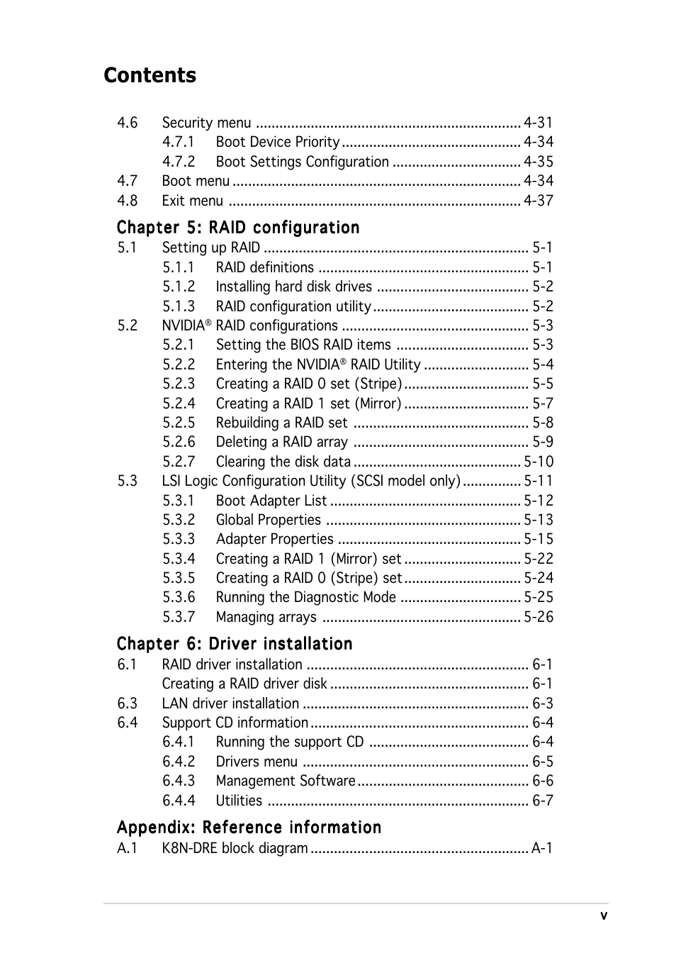 Asus K8N-DRE User Manual | Page 5 / 142
