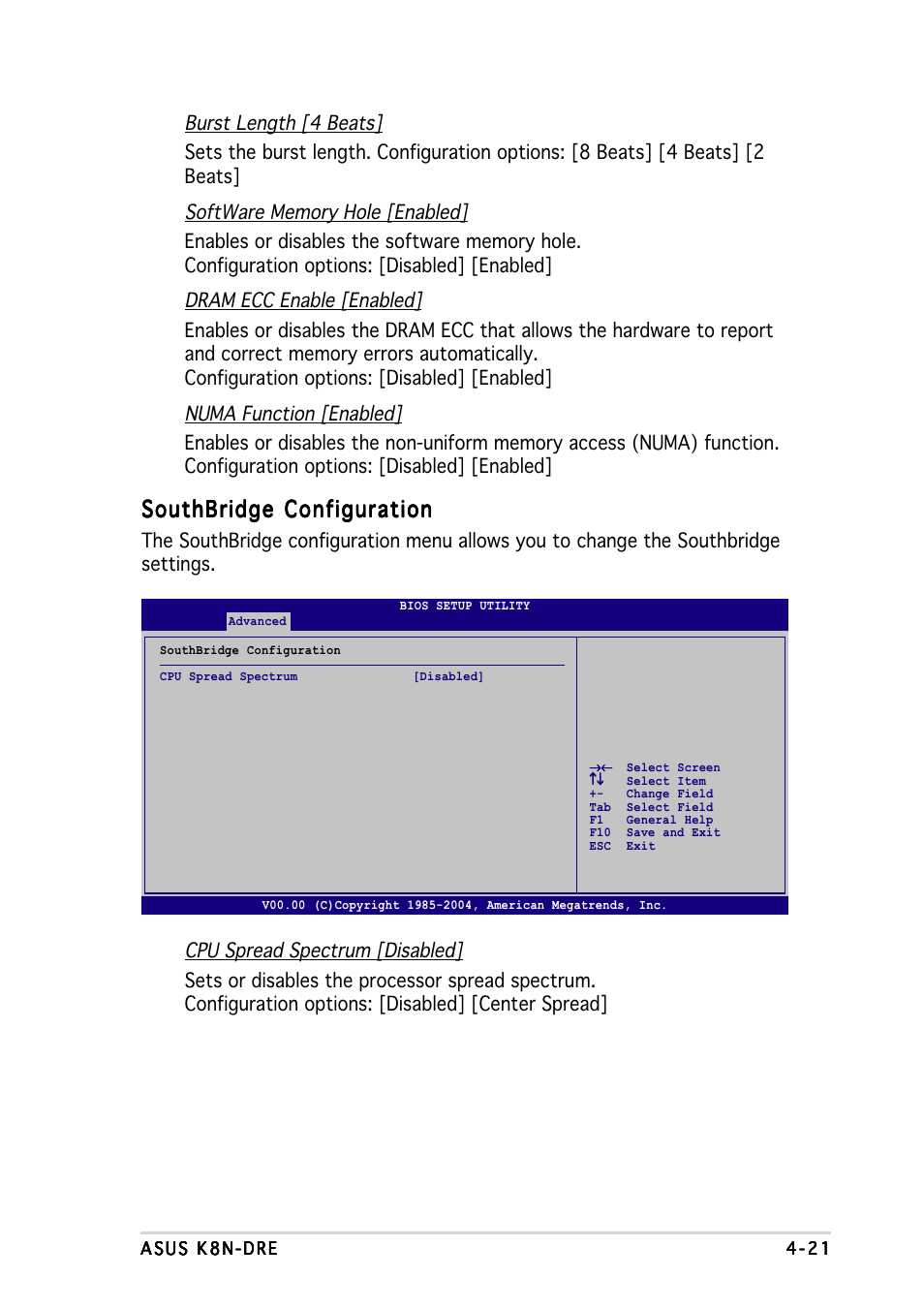 Southbridge configuration | Asus K8N-DRE User Manual | Page 79 / 142