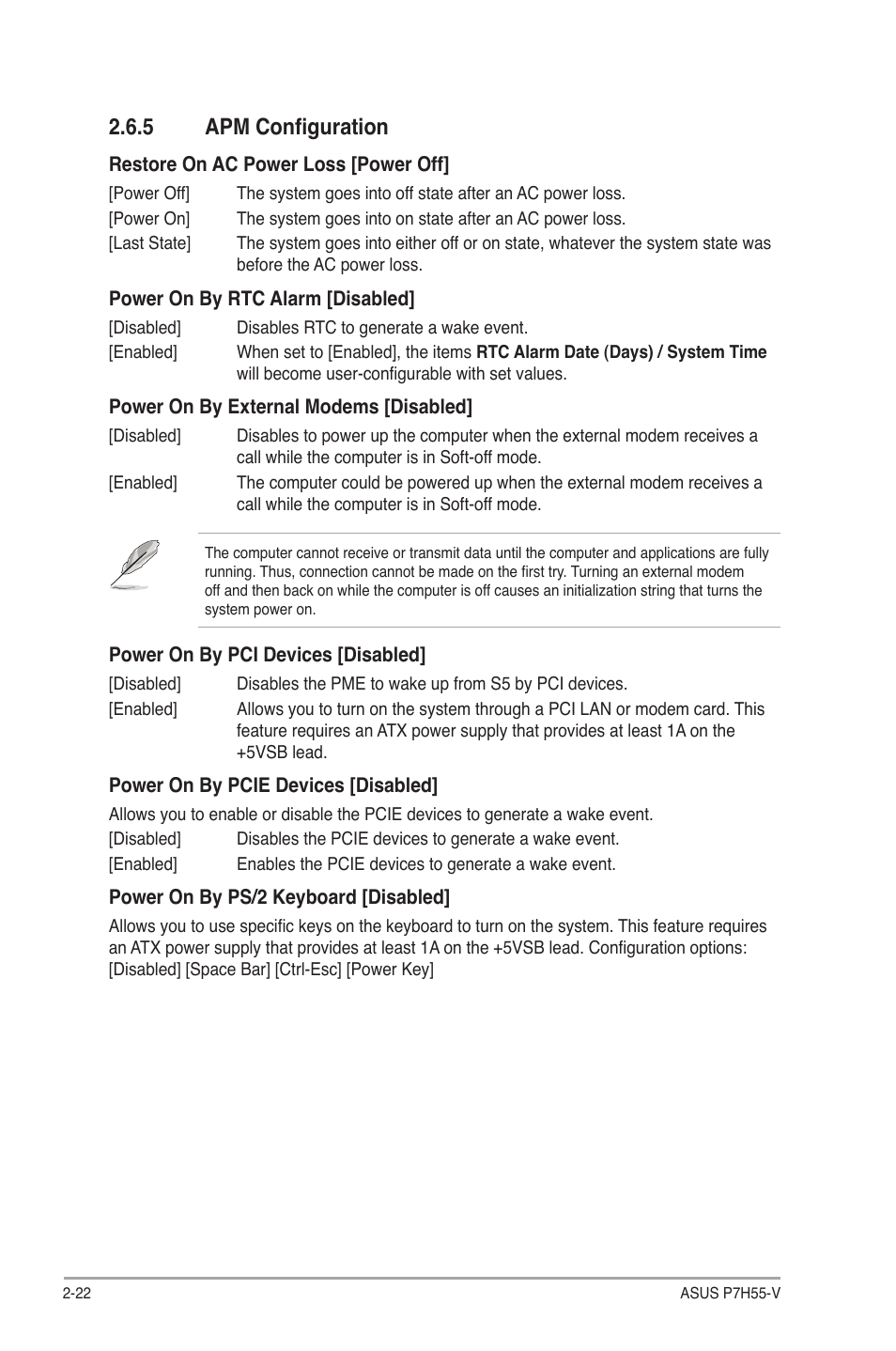 5 apm configuration, Apm configuration -22 | Asus P7H55-V User Manual | Page 58 / 66