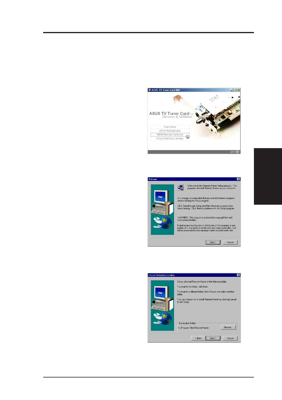 Install asus remote controller driver, Method : asus quick setup program | Asus TV TUNER CARD(NTSC) User Manual | Page 29 / 60