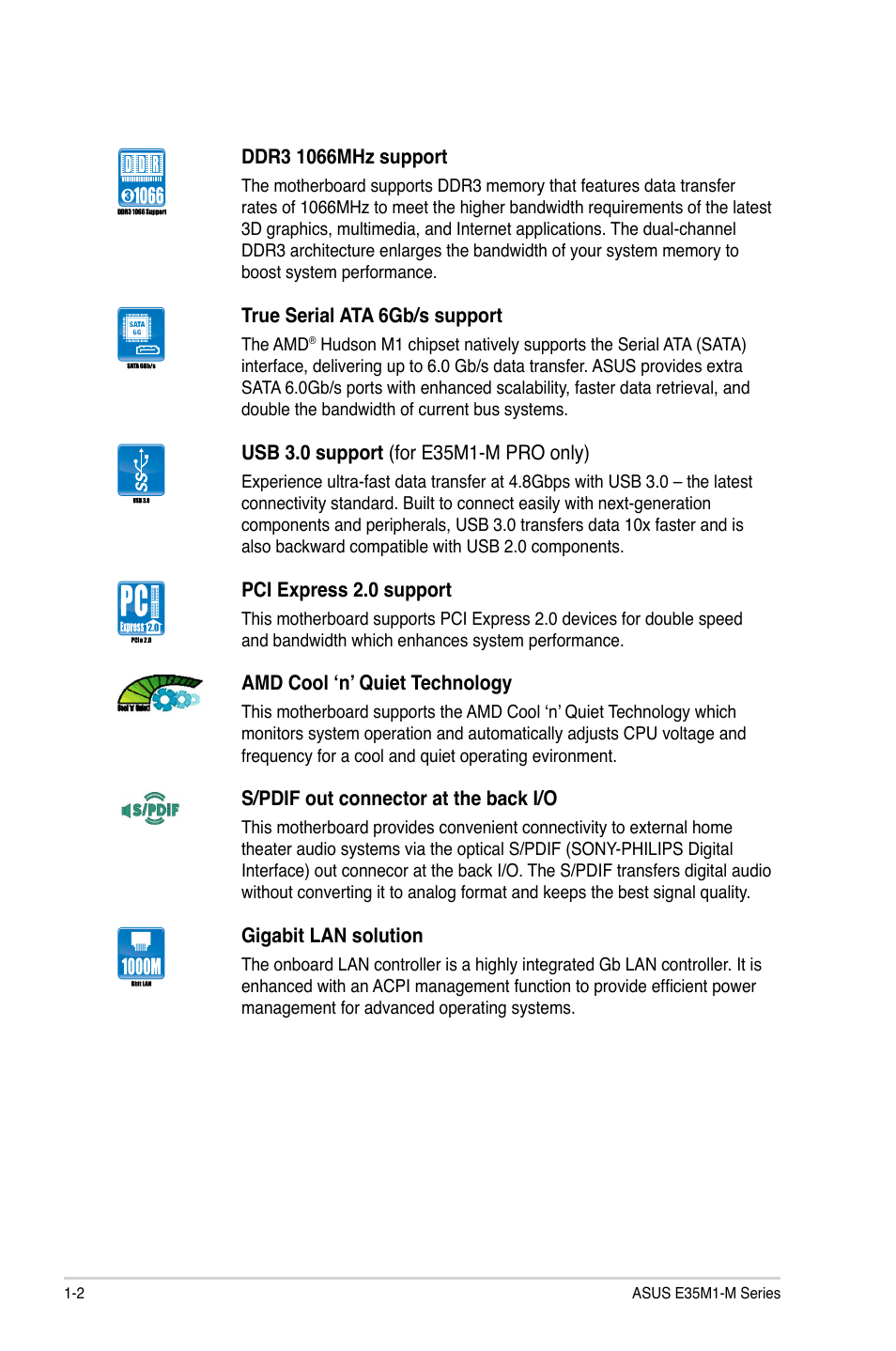 Asus E35M1-M PRO User Manual | Page 12 / 64