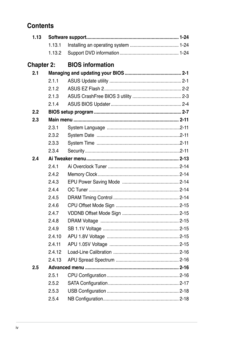 Asus E35M1-M PRO User Manual | Page 4 / 64