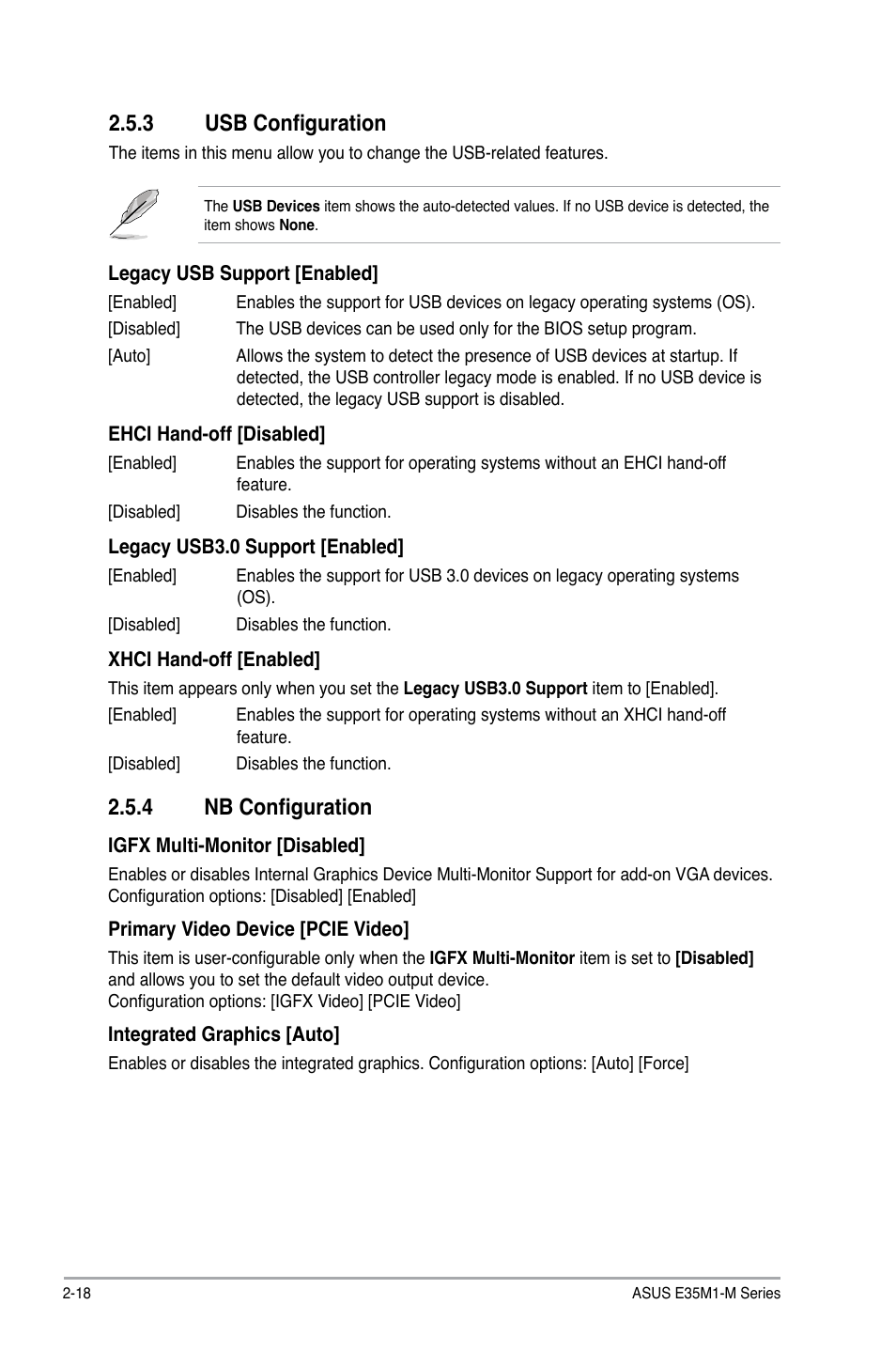 3 usb configuration, 4 nb configuration, Usb configuration -18 | Nb configuration -18 | Asus E35M1-M PRO User Manual | Page 52 / 64