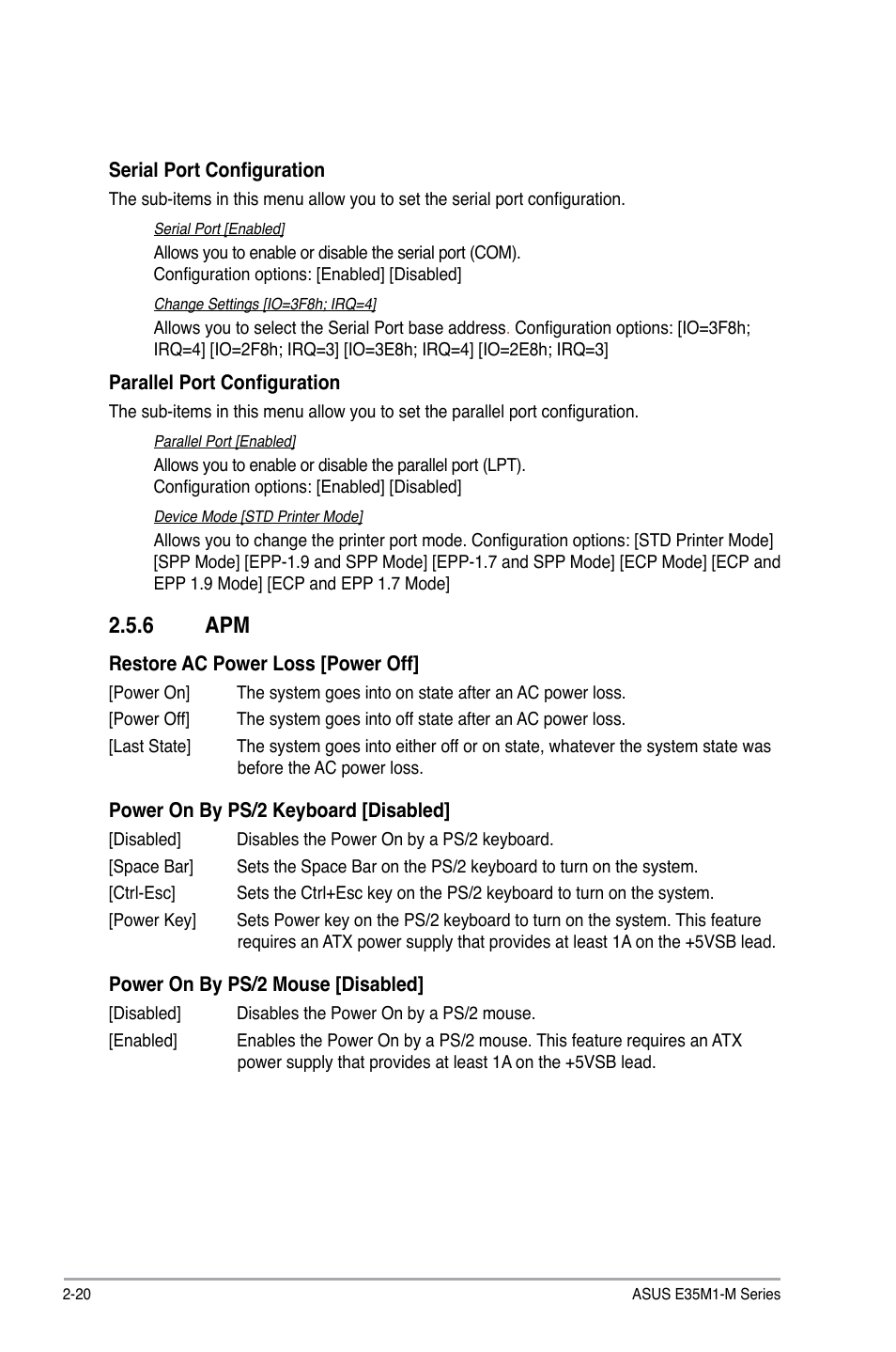 6 apm, Apm -20 | Asus E35M1-M PRO User Manual | Page 54 / 64