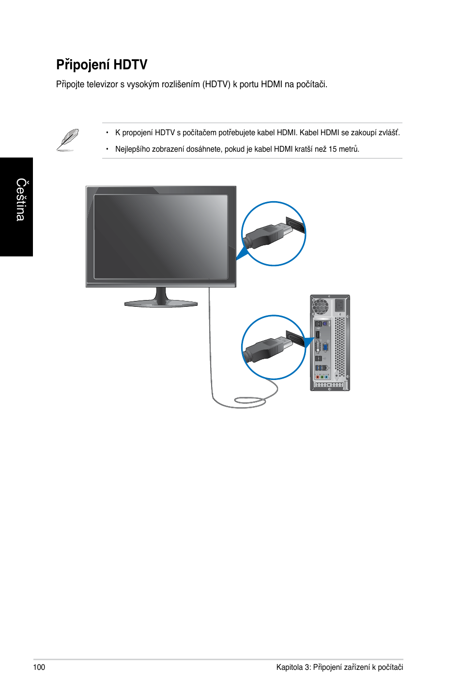 Připojení hdtv, Čeština | Asus CP3130 User Manual | Page 102 / 478