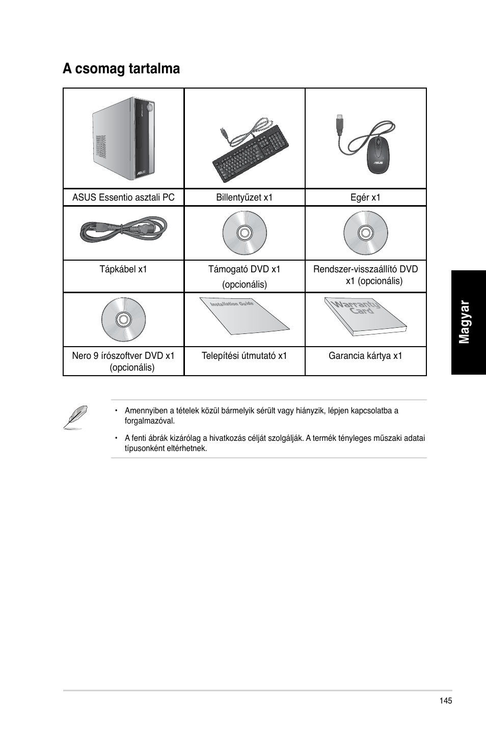 A csomag tartalma, Mag ya r m ag ya r m ag ya r m ag ya r | Asus CP3130 User Manual | Page 147 / 478