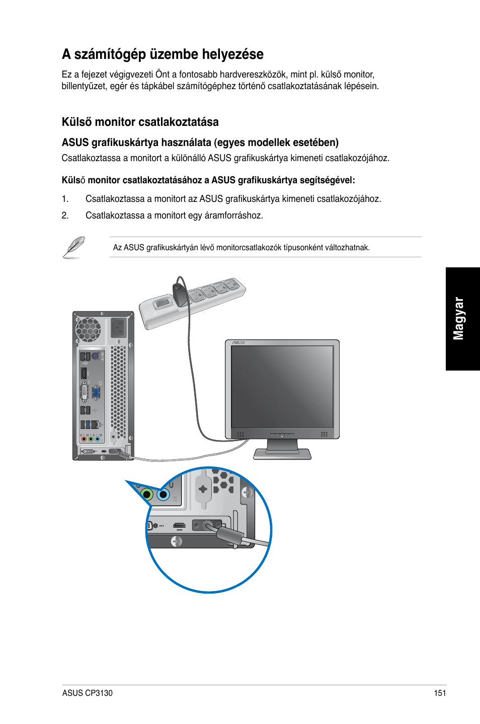 A számítógép üzembe helyezése, Mag ya r m ag ya r | Asus CP3130 User Manual | Page 153 / 478