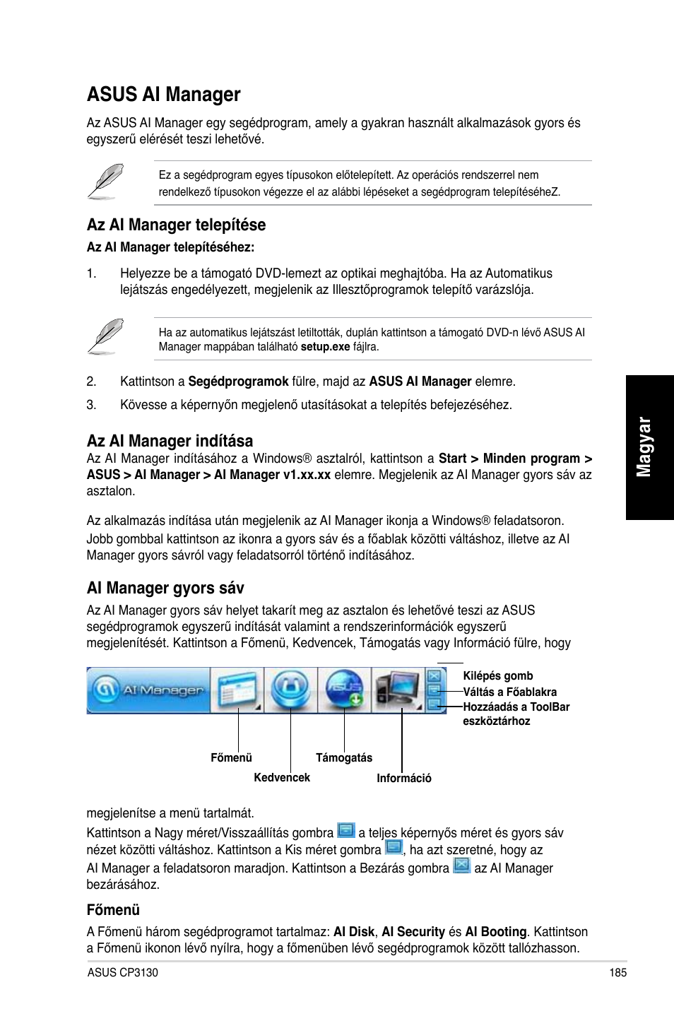 Asus ai manager, Mag ya r m ag ya r | Asus CP3130 User Manual | Page 187 / 478