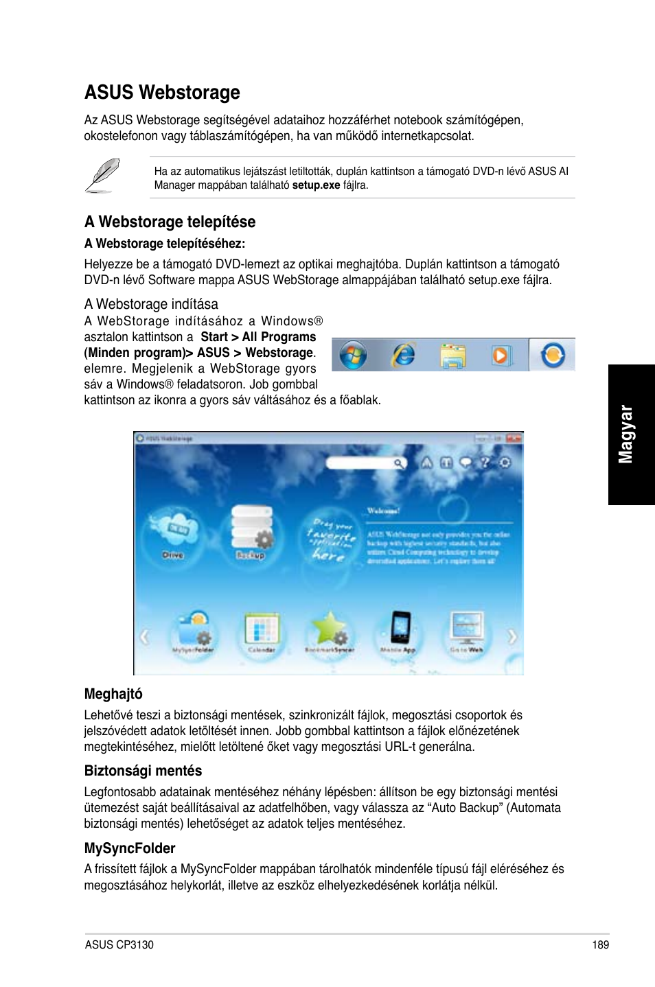 Asus webstorage, Mag ya r m ag ya r | Asus CP3130 User Manual | Page 191 / 478