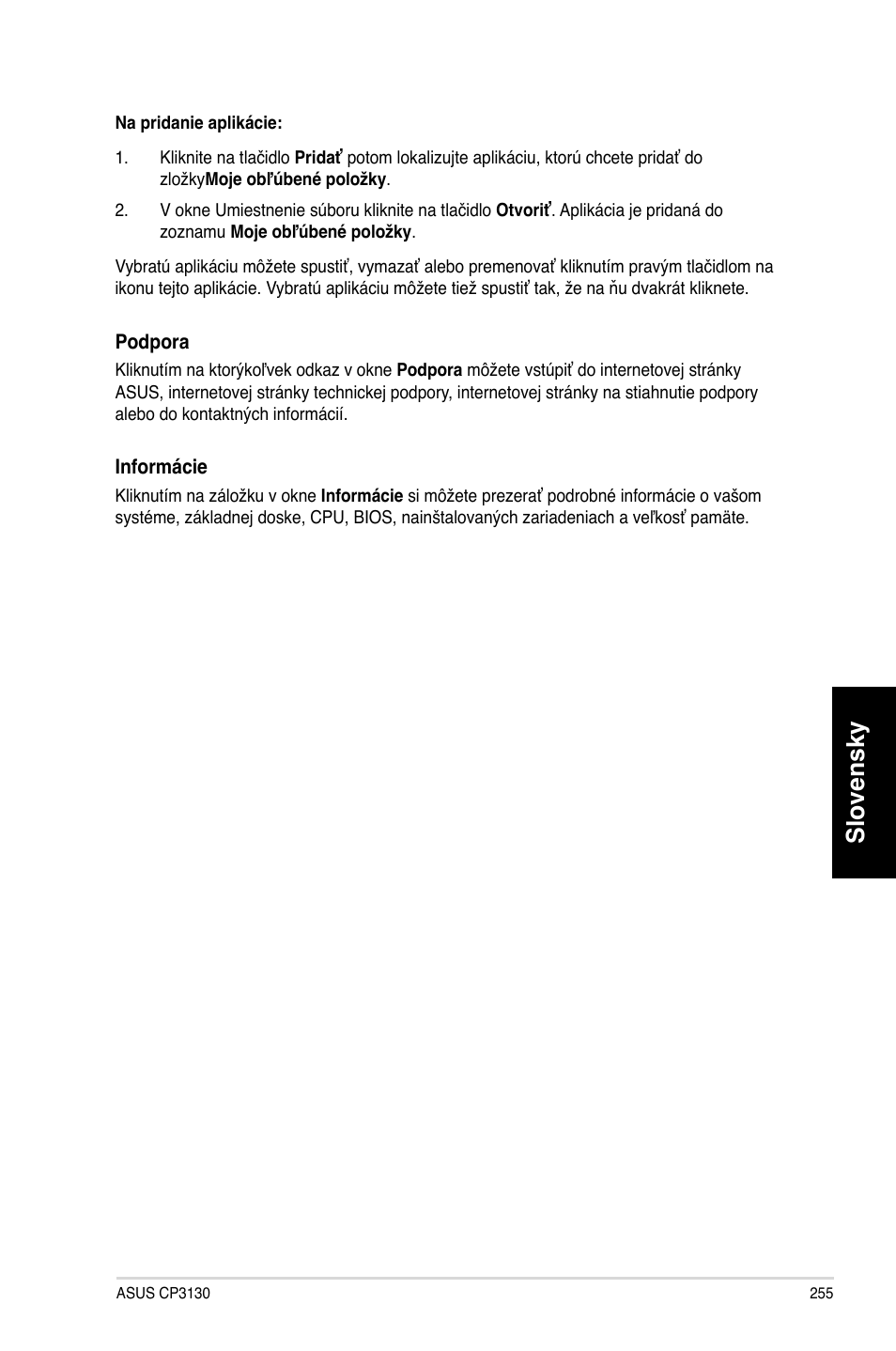 Slovensky | Asus CP3130 User Manual | Page 257 / 478