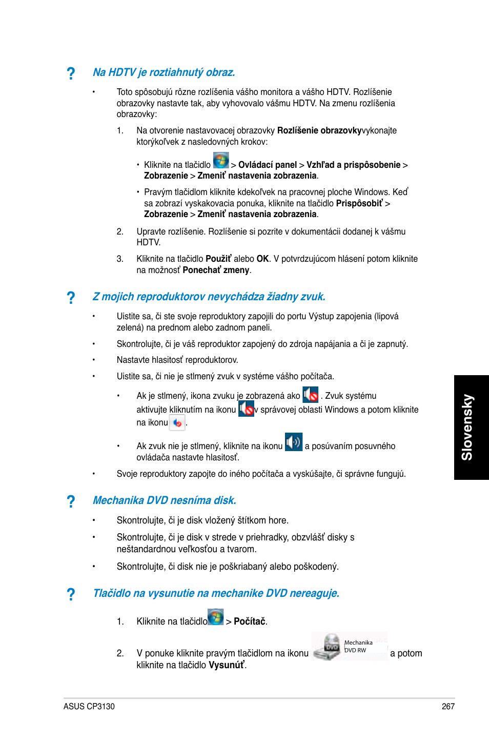 Slovensky | Asus CP3130 User Manual | Page 269 / 478