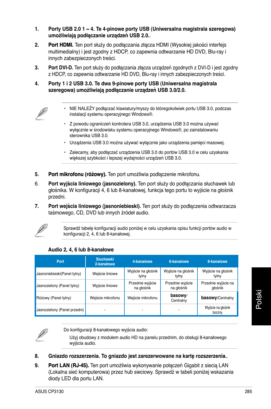 Polski | Asus CP3130 User Manual | Page 287 / 478