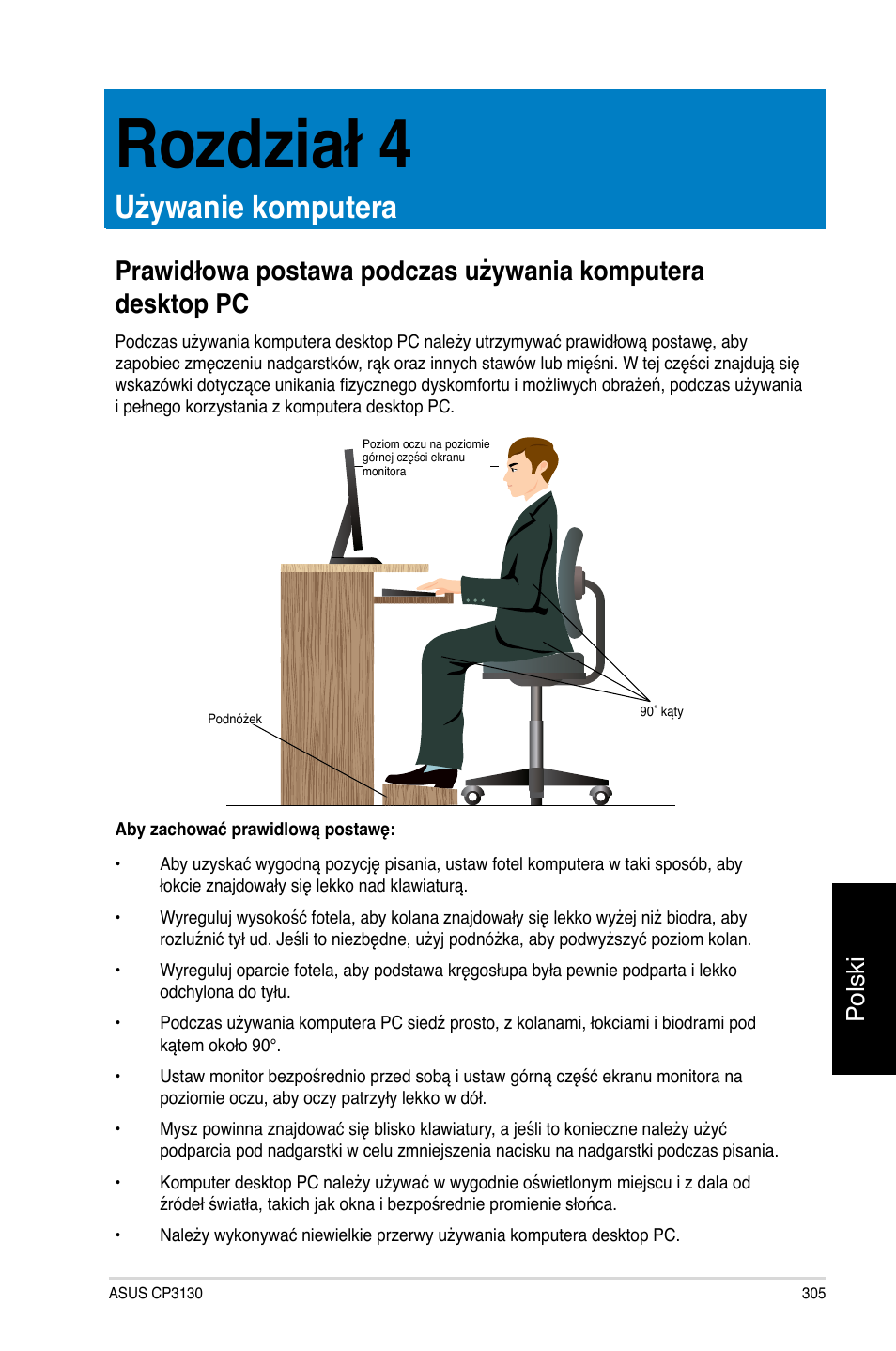 Rozdział 4, Używanie komputera, Polski | Asus CP3130 User Manual | Page 307 / 478