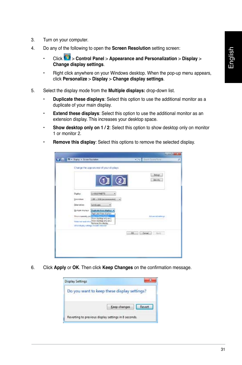 English | Asus CP3130 User Manual | Page 33 / 478