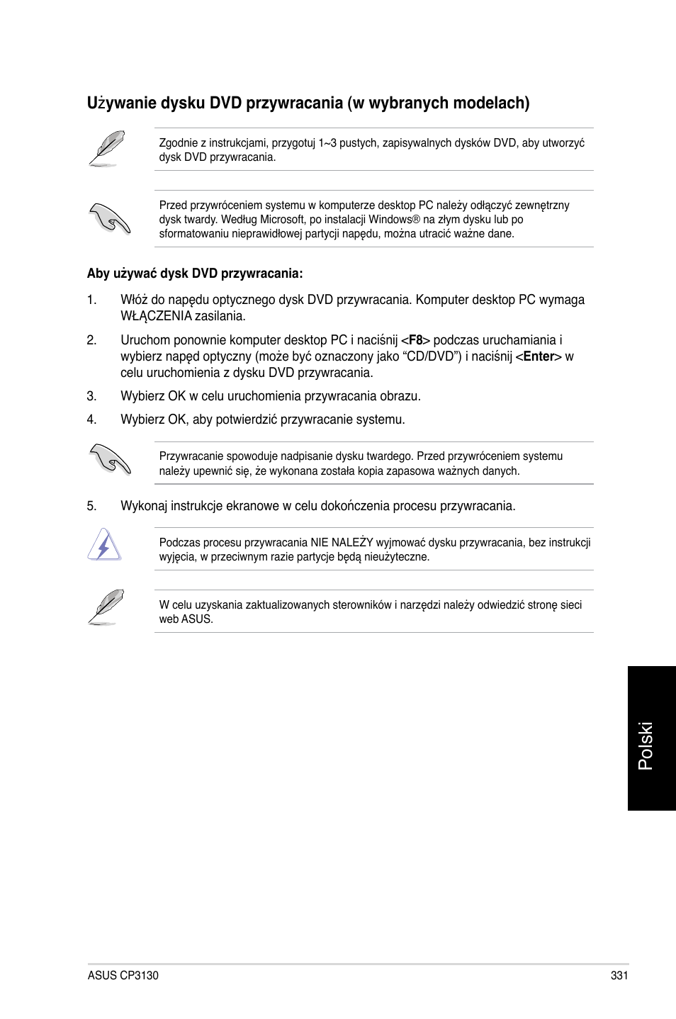 Polski | Asus CP3130 User Manual | Page 333 / 478