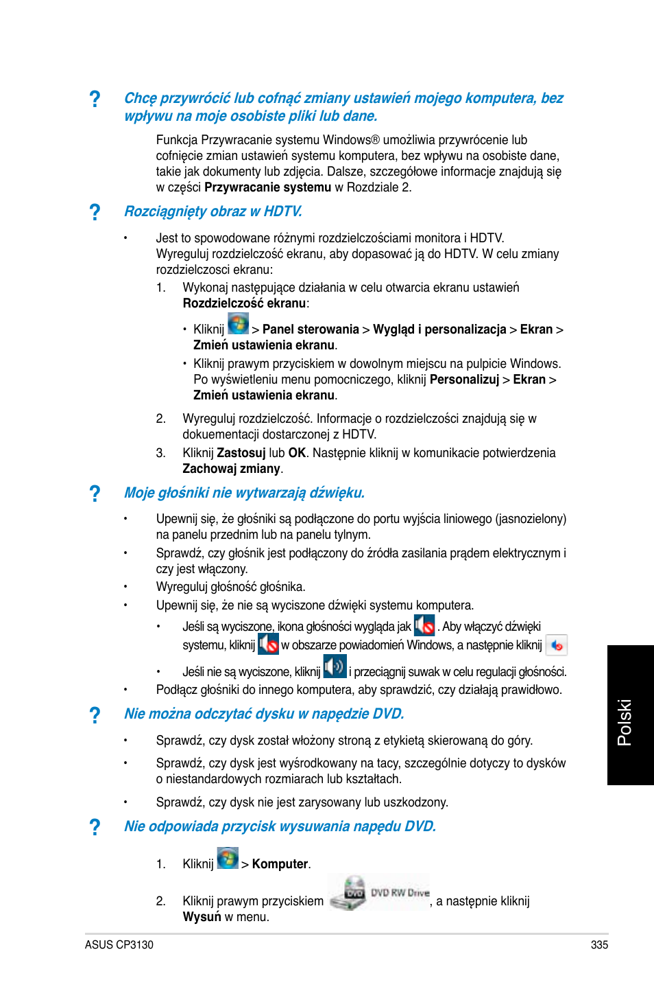 Polski | Asus CP3130 User Manual | Page 337 / 478