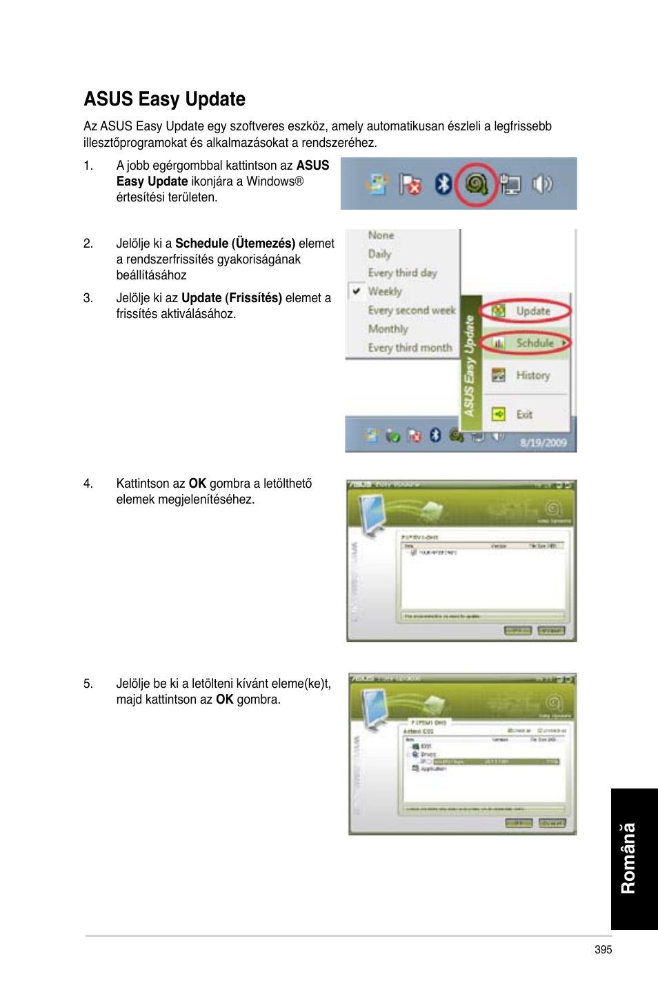 Asus easy update, Română | Asus CP3130 User Manual | Page 397 / 478