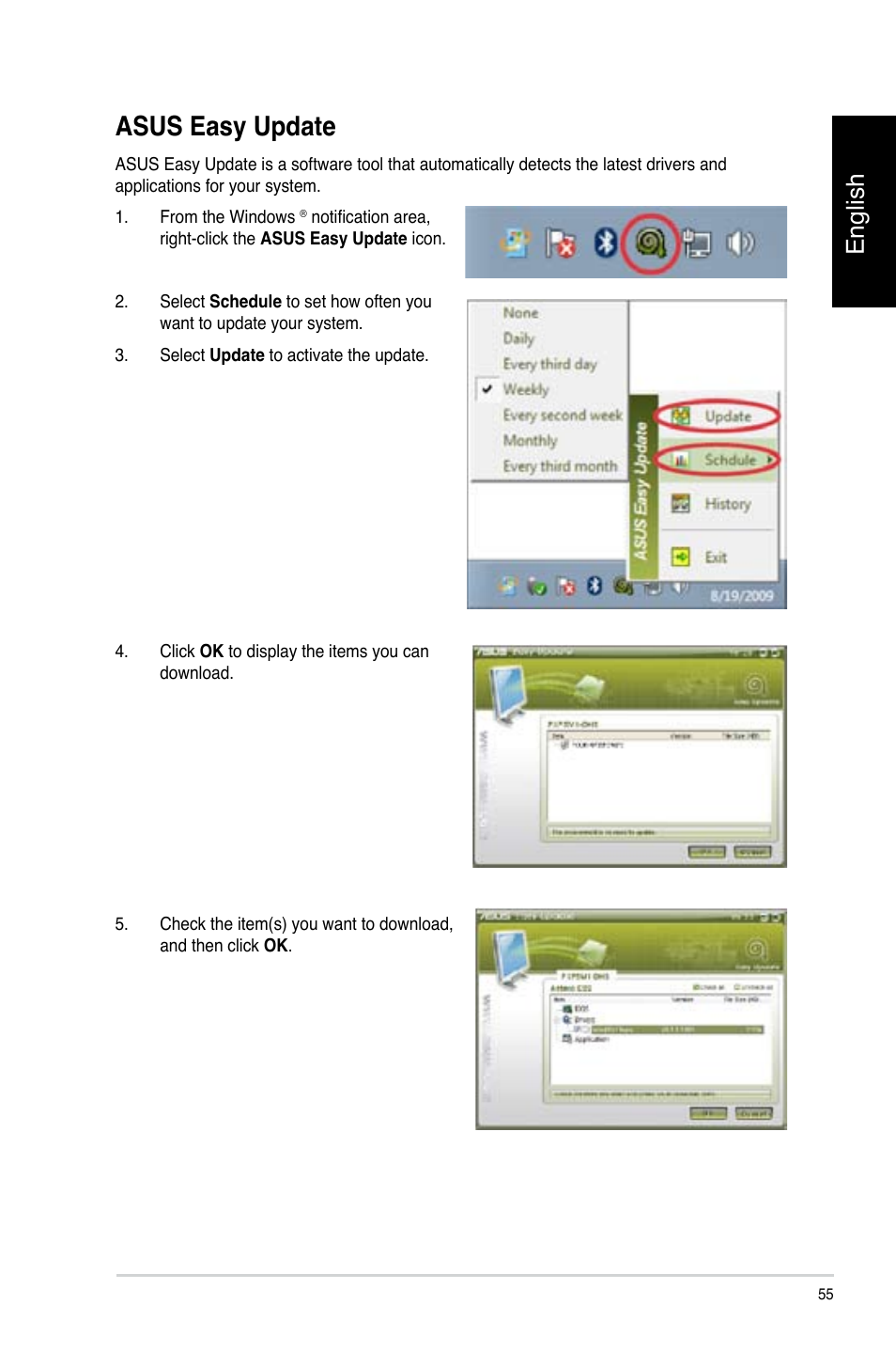 Asus easy update, English | Asus CP3130 User Manual | Page 57 / 478