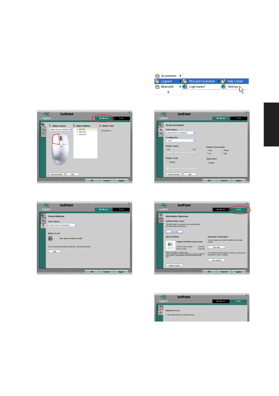 Rf mouse software settings (setpoint) | Asus W5A User Manual | Page 65 / 134