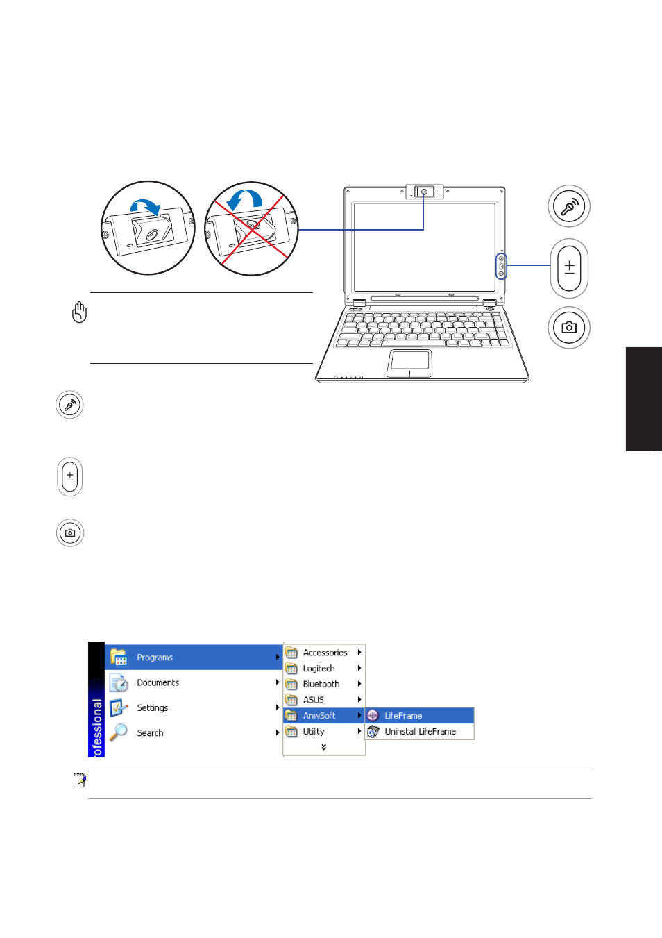 Using lifeframe, Operating the camera | Asus W5A User Manual | Page 73 / 134