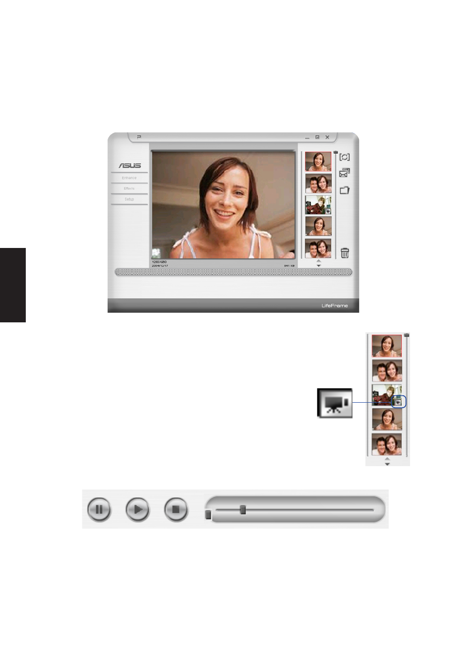 Preview mode, Viewing video clips, For snapshot | Asus W5A User Manual | Page 76 / 134