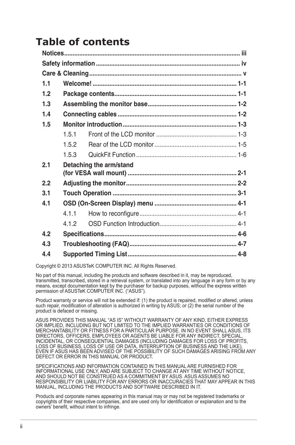 Asus VT207N User Manual | Page 2 / 27