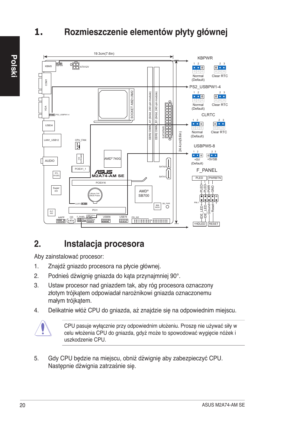 Polski, Asus m2a74-am se, F_panel | Asus M2A74-AM SE User Manual | Page 20 / 38