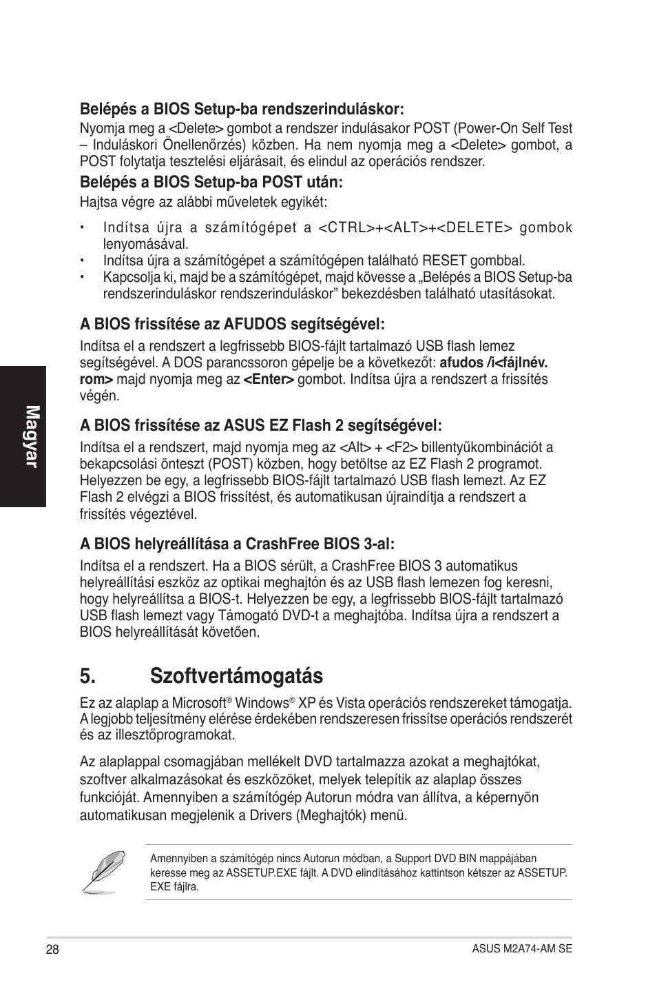 Szoftvertámogatás, Magyar | Asus M2A74-AM SE User Manual | Page 28 / 38