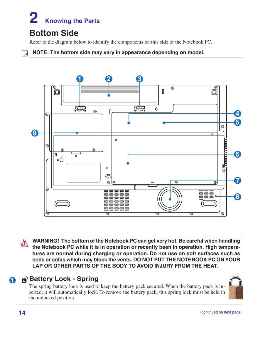 Bottom side | Asus Z84J User Manual | Page 14 / 71