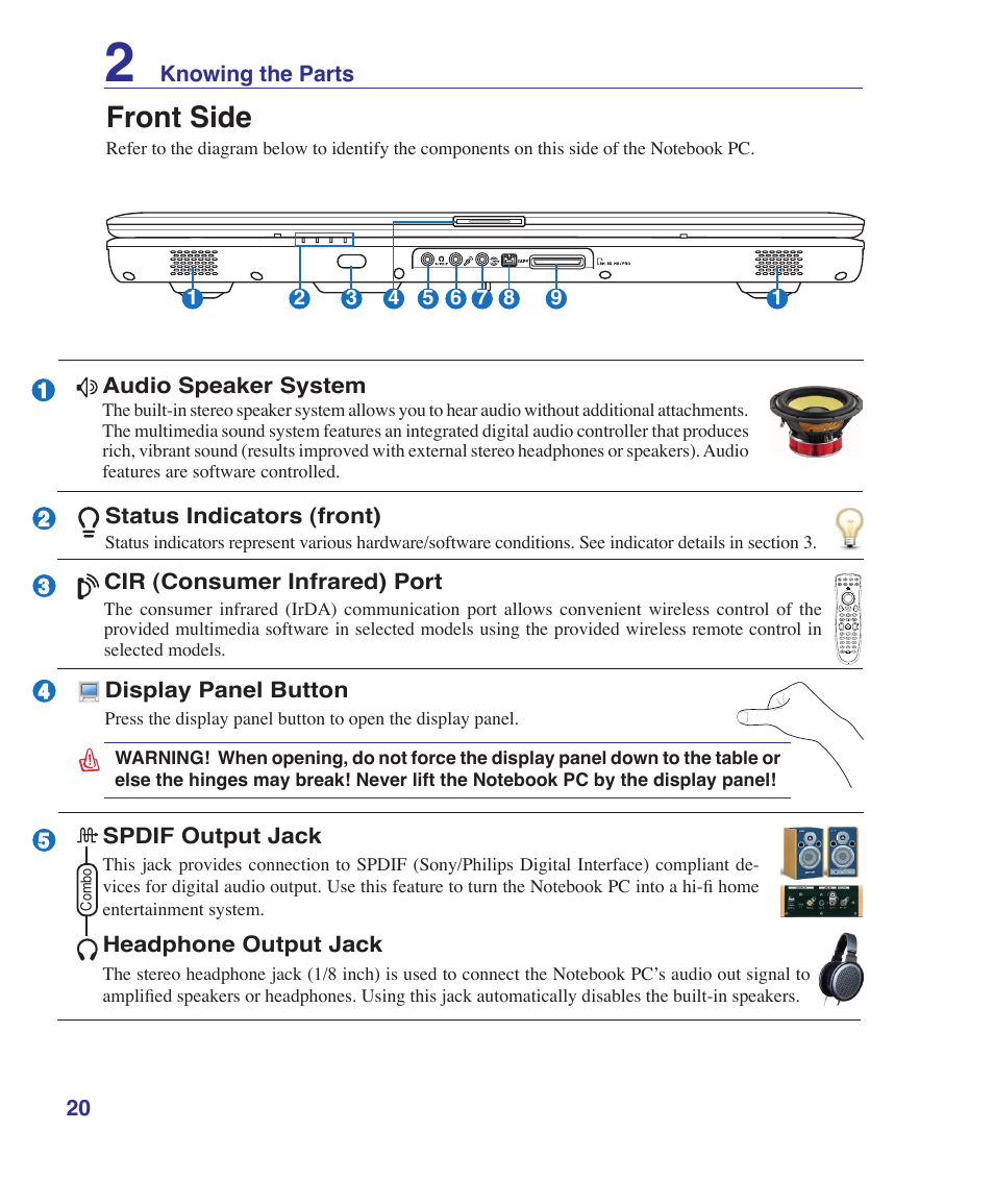 Front side | Asus Z84J User Manual | Page 20 / 71