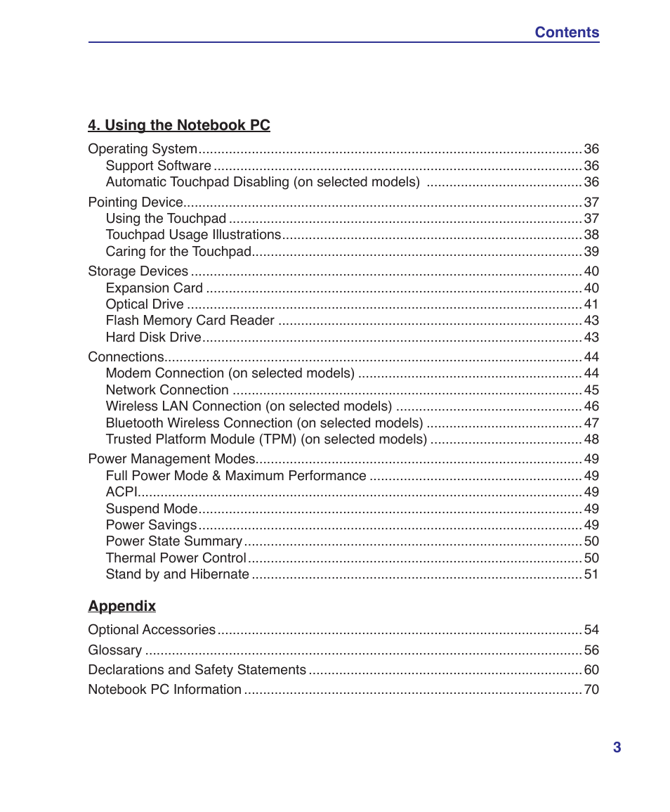 Asus Z84J User Manual | Page 3 / 71