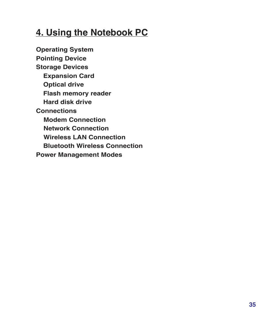 Using the notebook pc | Asus Z84J User Manual | Page 35 / 71