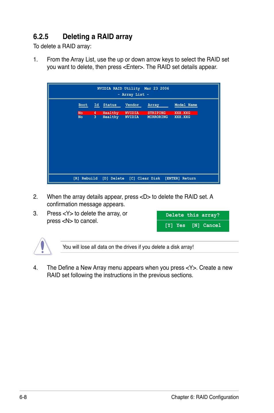 5 deleting a raid array | Asus RS161-E5/PA2 User Manual | Page 106 / 124