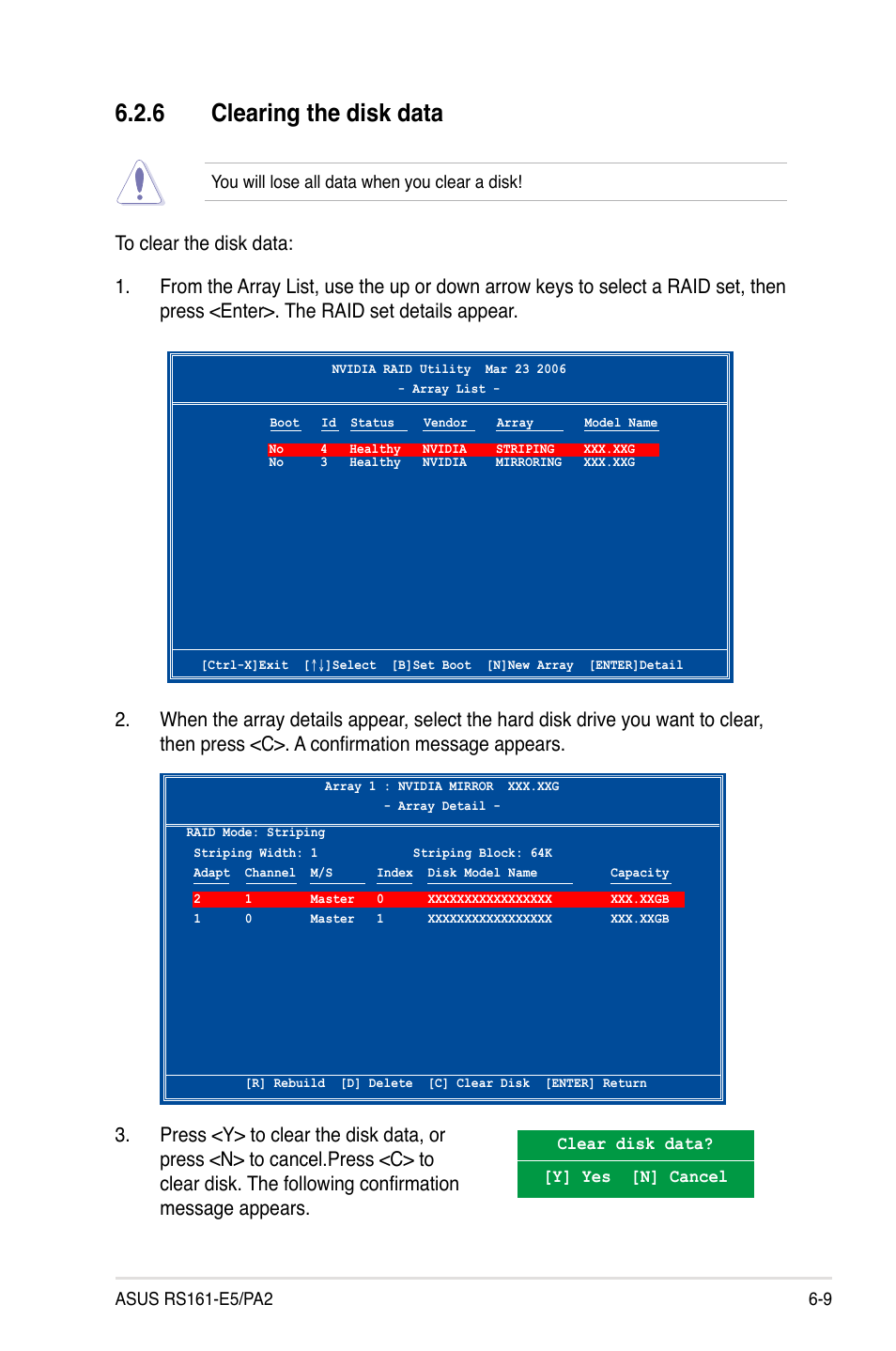 6 clearing the disk data | Asus RS161-E5/PA2 User Manual | Page 107 / 124