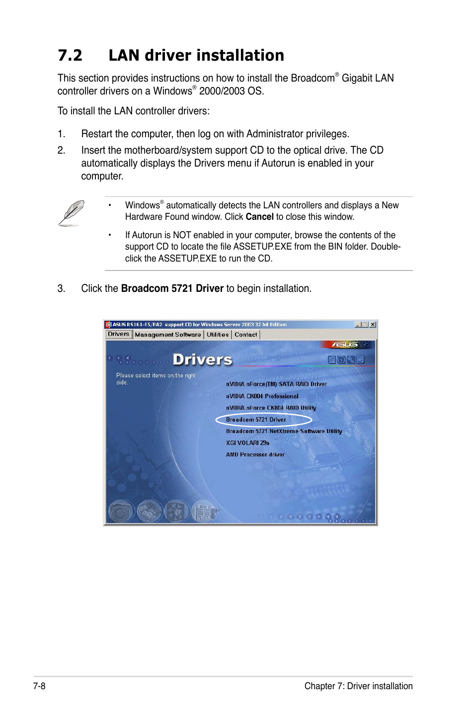 2 lan driver installation | Asus RS161-E5/PA2 User Manual | Page 116 / 124