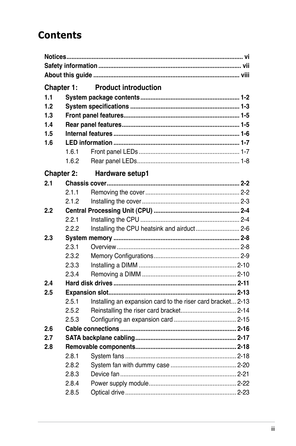 Asus RS161-E5/PA2 User Manual | Page 3 / 124