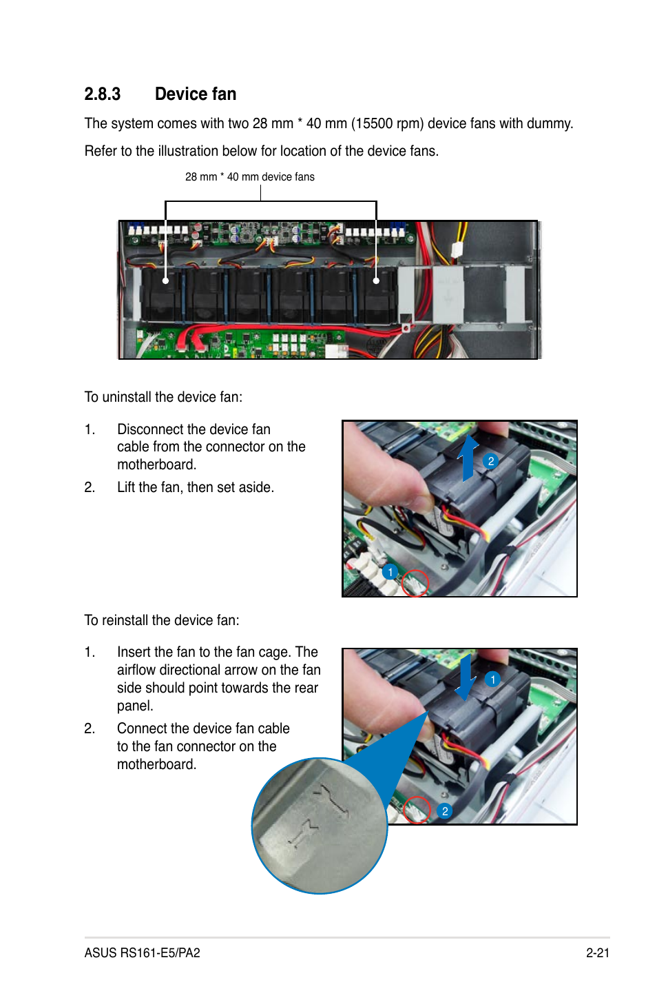 3 device fan | Asus RS161-E5/PA2 User Manual | Page 39 / 124