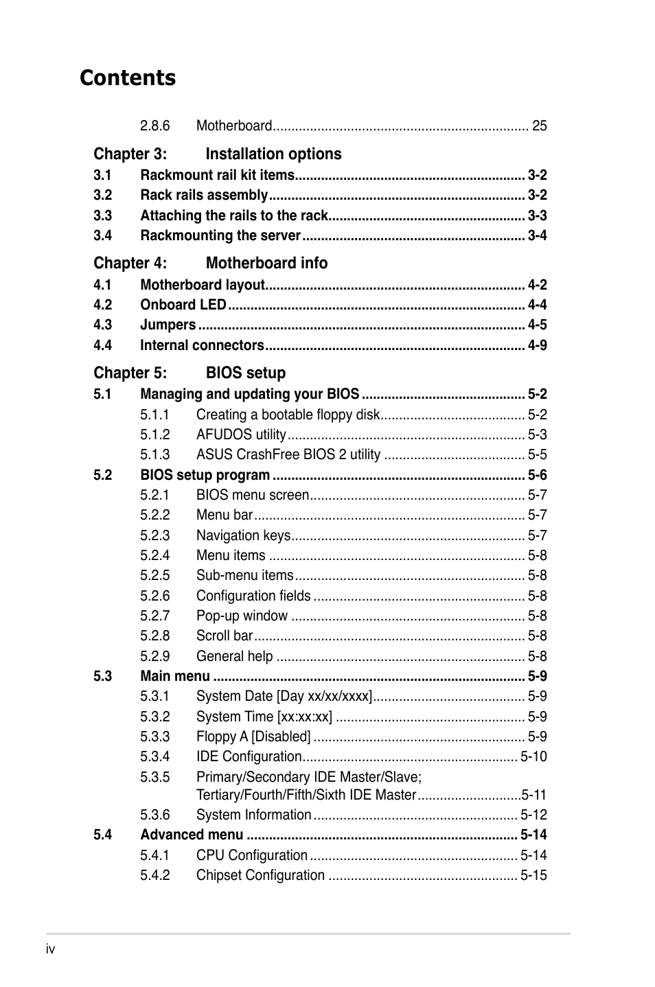 Asus RS161-E5/PA2 User Manual | Page 4 / 124