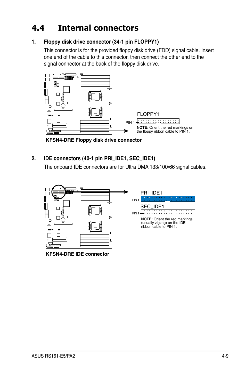 4 internal connectors | Asus RS161-E5/PA2 User Manual | Page 57 / 124